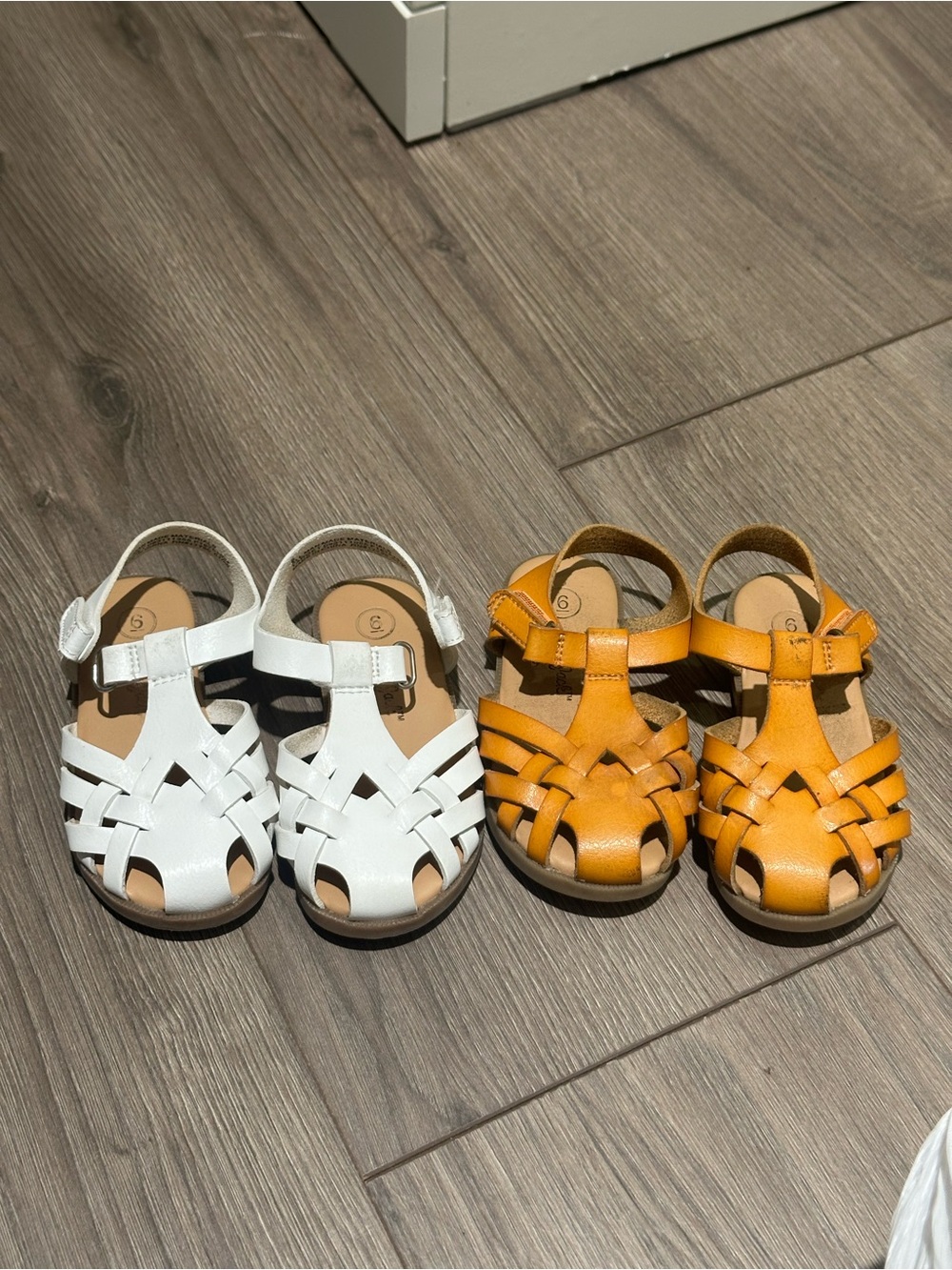 Bundle Cat & Jack Kids Woven Closed-Toe Sandals in White and Mustard